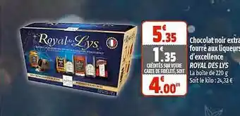 Coccinelle Express Chocolat noir extra fourré aux liqueurs d'excellence royal des lys offre
