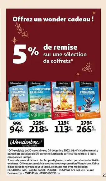 Auchan Coffrets wonderbox offre