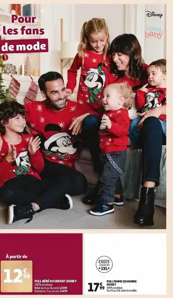 Auchan Pull bébé ou enfant disney, pull femme ou homme disney offre