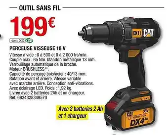 Brico Dépôt Perceuse visseuse 18v cat offre