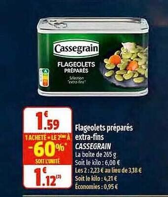 Coccinelle Express Flageolets préparés extra-fins cassegrain offre
