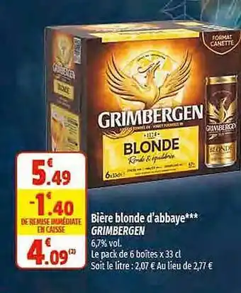 Coccinelle Express Bière blonde d'abbaye grimbergen offre