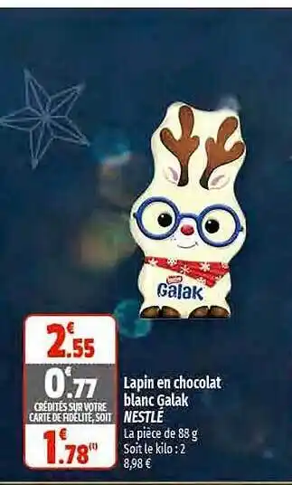 Coccinelle Express Lapin en chocolat blanc galak nestlé offre