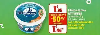Coccinelle Supermarché Rillettes de thon petit navire offre