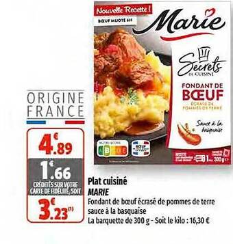 Coccinelle Express Plat cuisiné marie offre