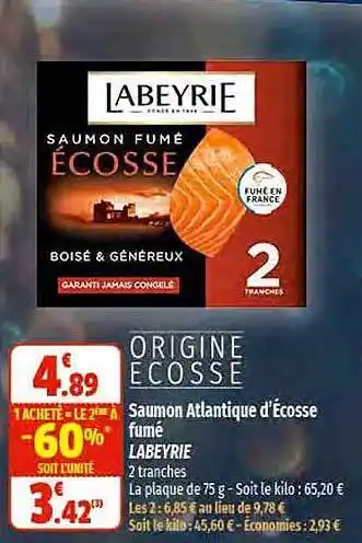 Coccinelle Express Saumon atlantique d'écosse fumé labeyrie offre