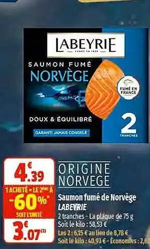 Coccinelle Express Saumon fumé de norvège labeyrie offre