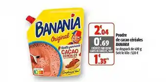Coccinelle Supermarché Poudre de cacao céréales banania offre