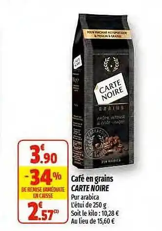 Coccinelle Supermarché Café en grains carte noire offre