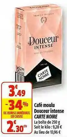 Coccinelle Supermarché Café moulu douceur intense carte noire offre