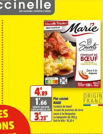 Coccinelle Supermarché Plat cuisiné marie offre