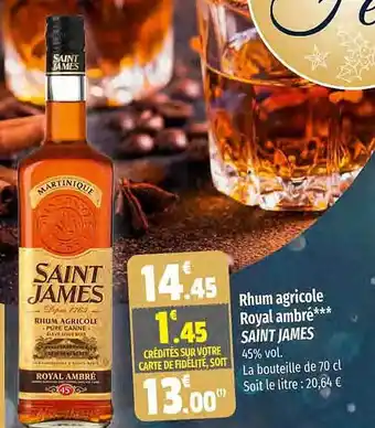 Rhum agricole royal ambré saint james