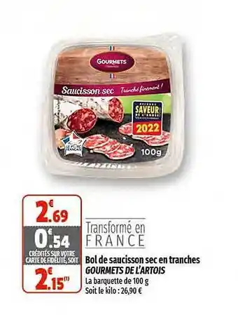 Bol de saucisson sec en tranches gourmets de l'artois