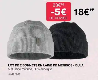 Costco Lot de 2 bonnets en laine de mérinos - bula offre