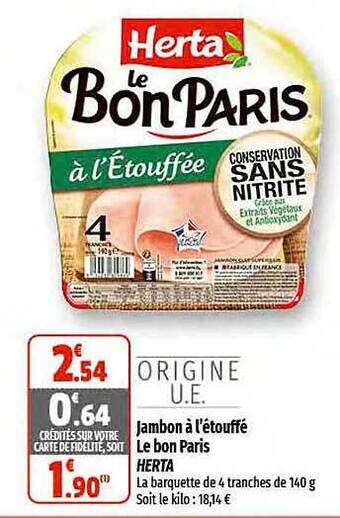 Coccinelle Supermarché Jambon à l'étouffé le bon paris herta offre