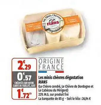 Coccinelle Supermarché Les minis chèvres dégustation rians offre