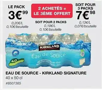 Costco Eau de source - kirkland signature offre