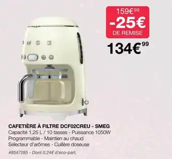 Cafetière à filtre dcf02creu - smeg