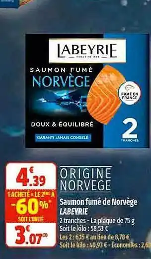Coccinelle Supermarché Saumon fumé de norvège labeyrie offre