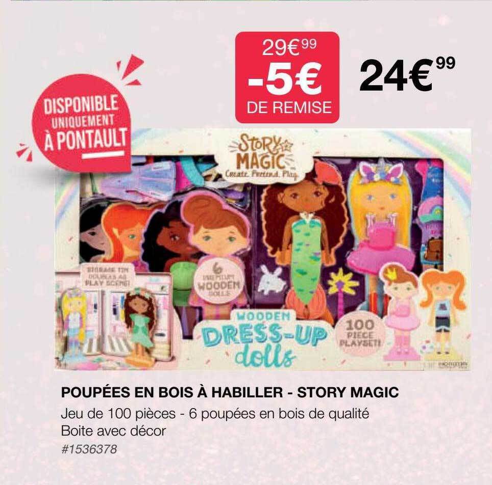 Promo Poupées en bois à habiller story magic chez Costco
