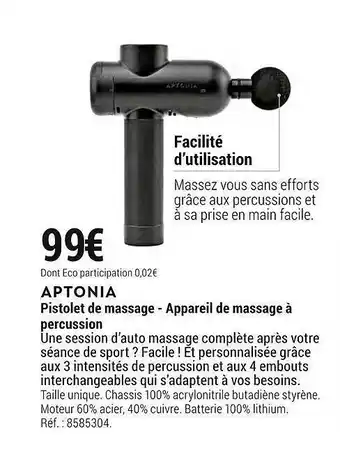 Decathlon Pistolet de massage - appareil de massage à percussion aptonia offre
