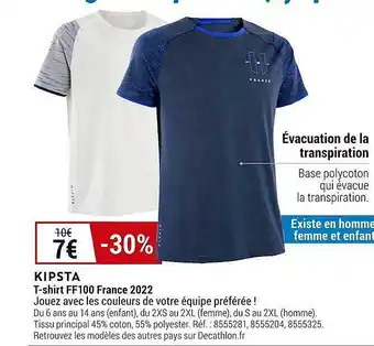 Decathlon T-shirt ff100 france 2022 kipsta offre