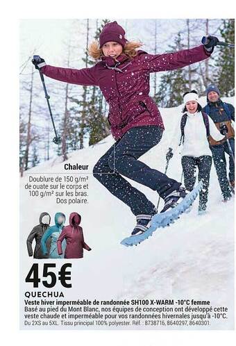 Decathlon Veste hiver imperméable de randonnée sh100 x-warm -10°c femme quechua offre