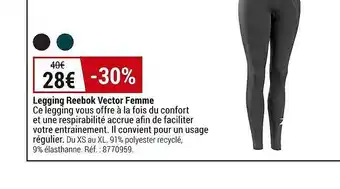 Decathlon Legging reebok vector femme offre
