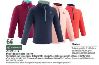 Decathlon Polaire de randonnée - mh100 quechua offre
