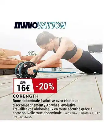 Decathlon Roue abdominale évolutive avec élastique d'accompagnement-ab wheel evolutive corenght offre