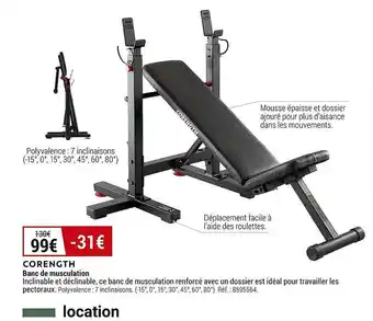 Decathlon Banc de musculation corength offre
