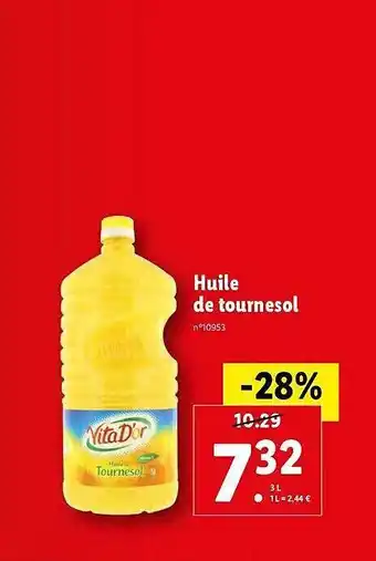 Lidl Huile de tournesol offre