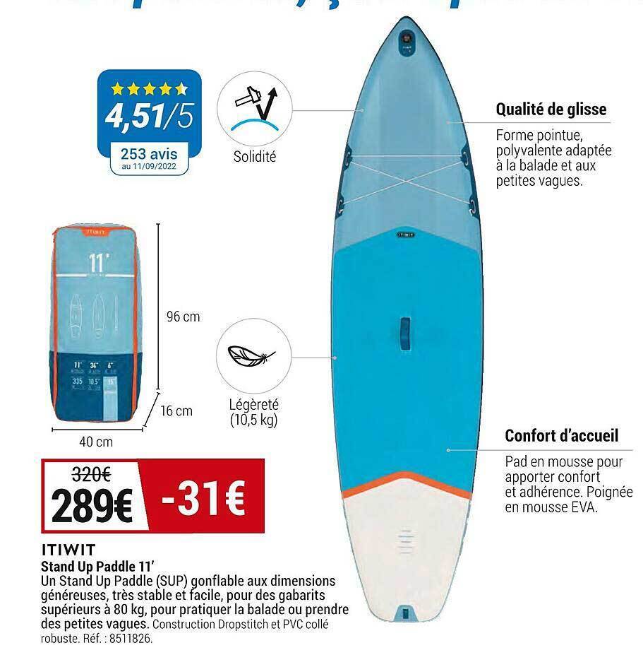 Promo Stand up paddle 11' itiwit chez Decathlon