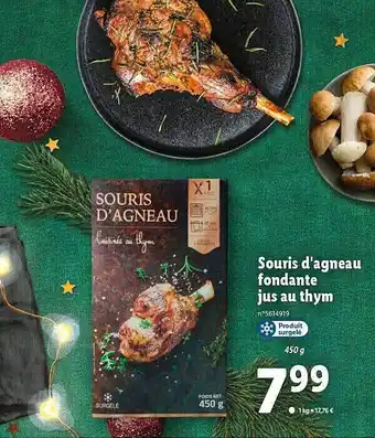 Lidl Souris d'agneau fondante jus au thym offre