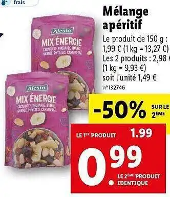 Lidl Mélange apéritif alesto offre