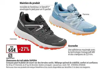 Decathlon Chaussures de trail adulte supera salomon offre