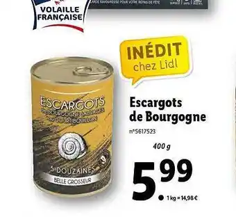 Lidl Escargots de bourgogne offre