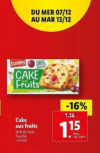 Lidl Cake aux fruits offre