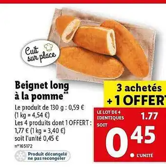 Lidl Beignet long à la pomme offre