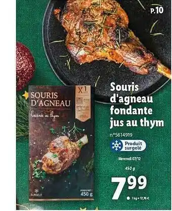 Lidl Souris d'agneau fondante jus au thym offre