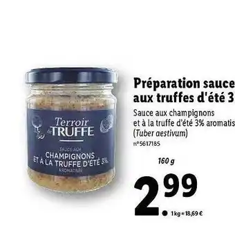 Lidl Préparation sauce aux truffes d'été 3 offre
