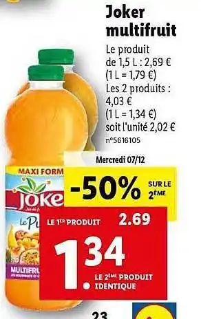 Lidl Joker multifruit offre