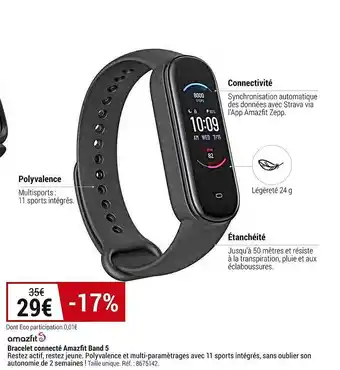 Decathlon Bracelet connecté amazfit band 5 offre