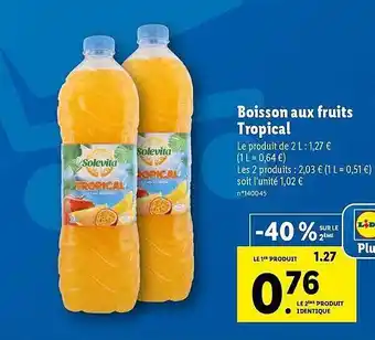 Lidl Boisson aux fruits tropical solevita offre