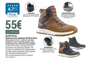 Decathlon Chaussures de randonnée sh100 x-warl quechua offre