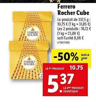 Lidl Ferrero rocher cube offre