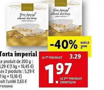 Lidl Torta impérial favorina offre