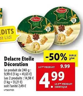 Lidl Delacre étoile décoration offre