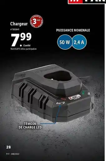 Lidl Chargeur parkside offre
