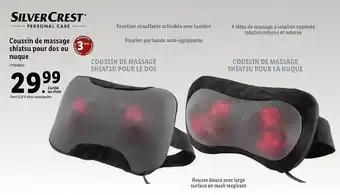 Lidl Coussin de massage shiatsu pour dos ou juque silver crest offre